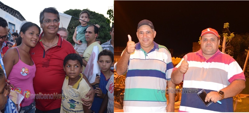 Flávio Dino em Paraibano em 2014 e Zé Hélio e Almiran em fotos de Léo Lasan.